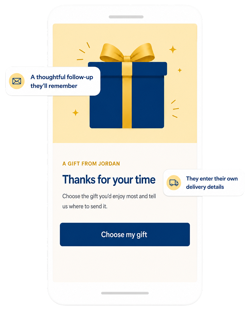 Maple Parcel gift invitation shown on a phone